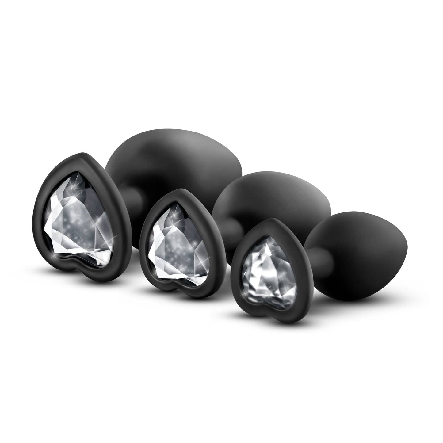 Luxe Bling Plugs Training Kit Black With Clear Gems - 3 Sizes