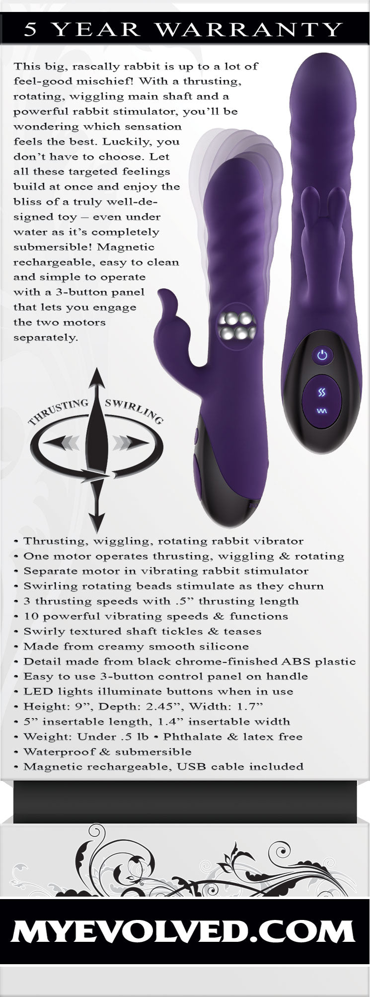 Evolved Rascal Rabbit 22.9 cm Rabbit Vibrator