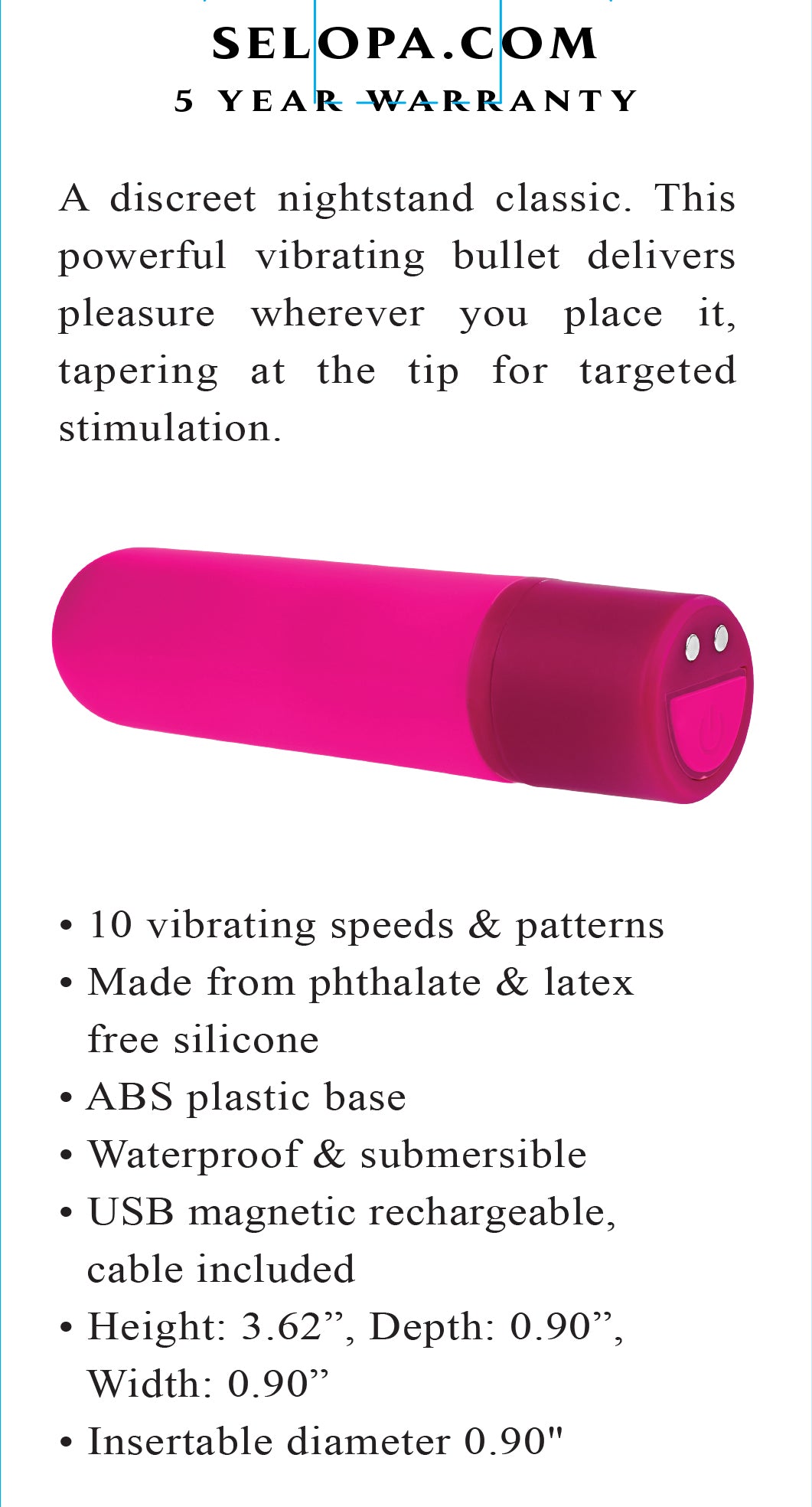 Selopa Tiny Temptation Vibrating Bullet Pink 9.2 cm