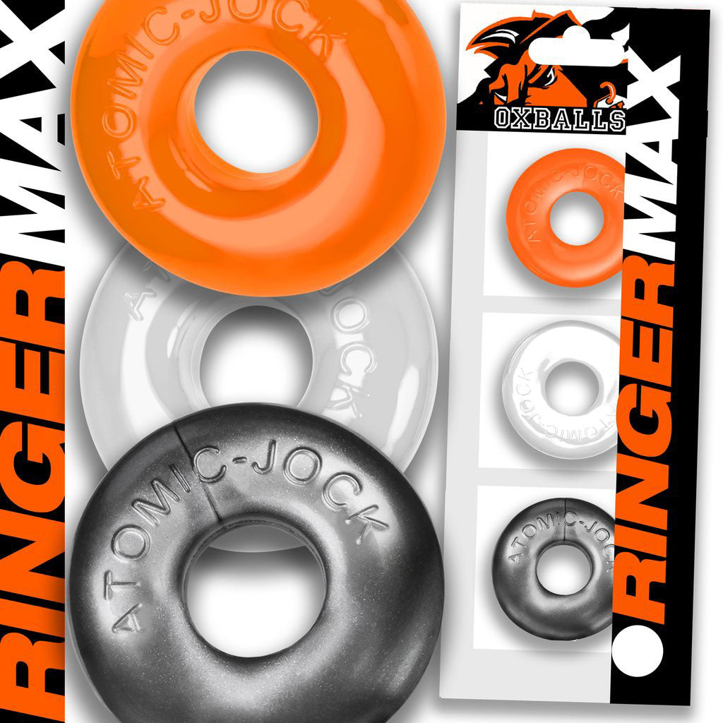 Ringer Max 3-Piece Cock Ring Set (Black) – Thick, Strong, Stretchy Cock Rings