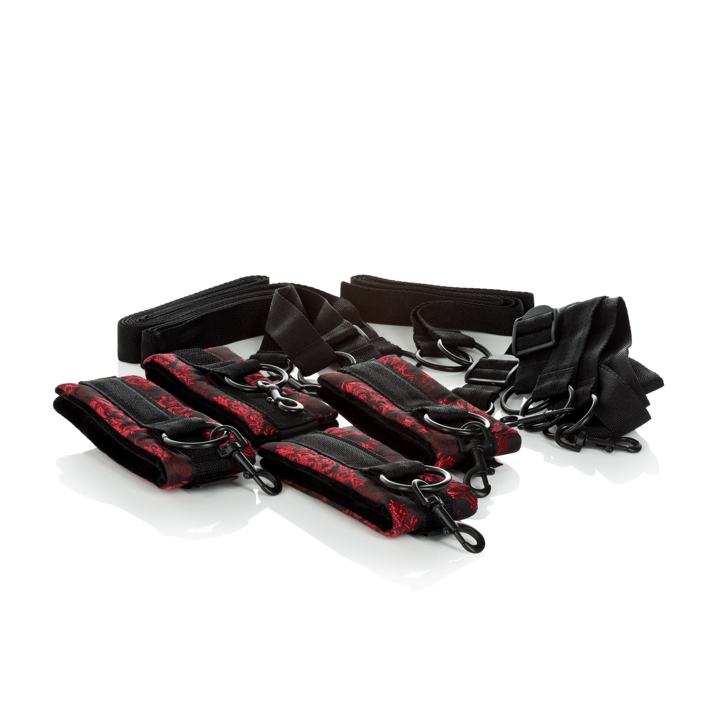 Scandal Bed Restraints (Red Brocade) – Adjustable Plush Cuffs