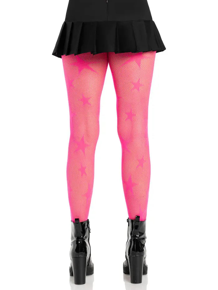 Star Net Tights – Neon Pink Fishnet Tights