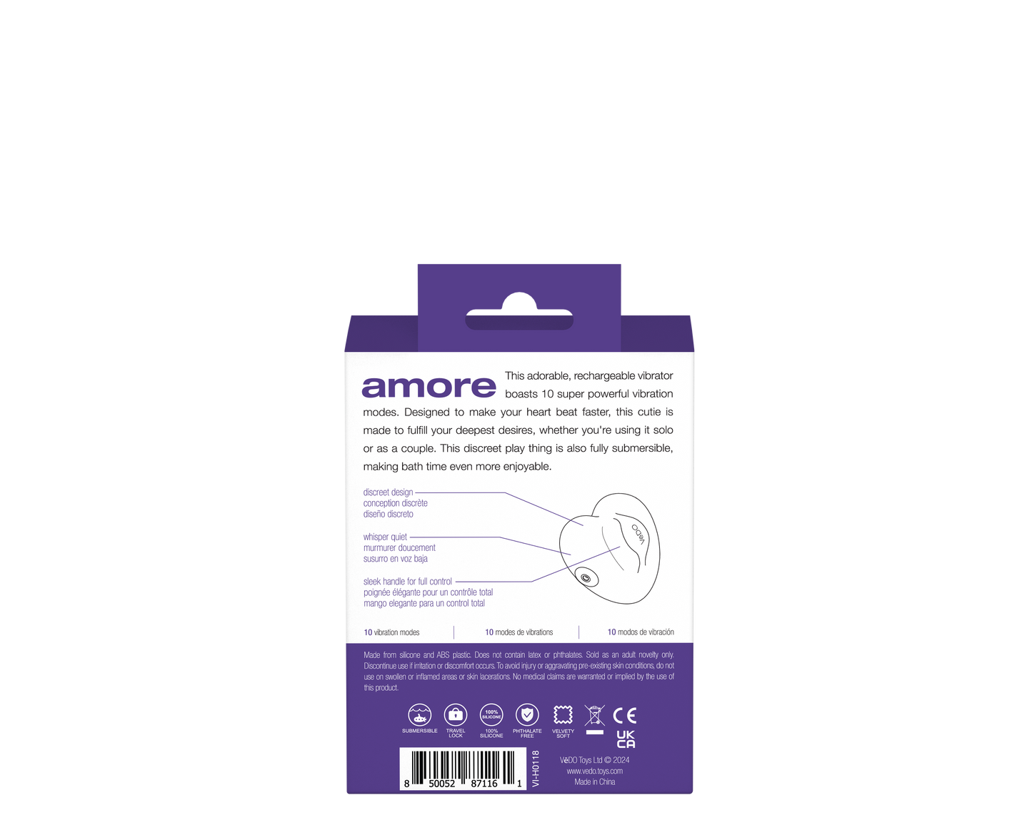 Amore Purple Vibrator with 10 Vibration Modes