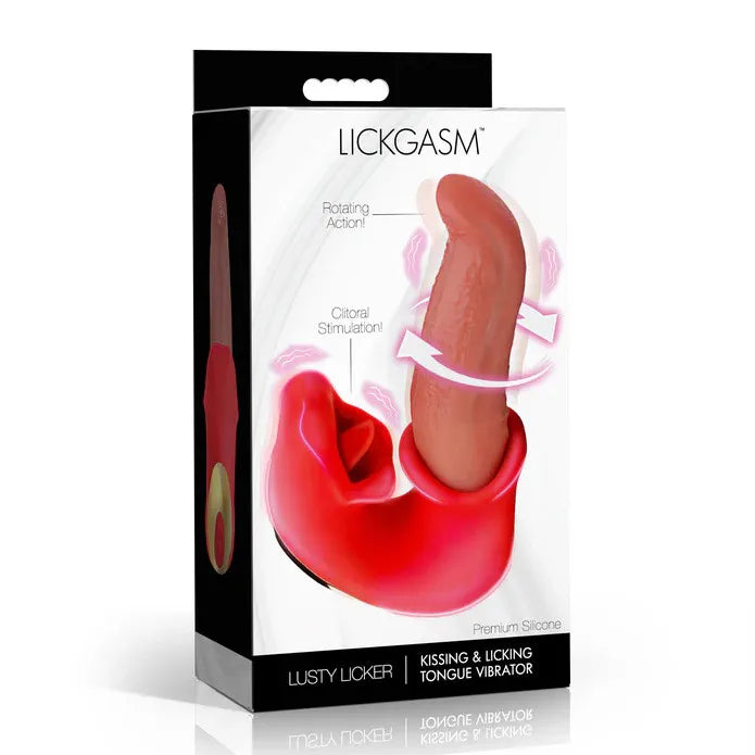 Lusty Licker Kissing and Licking Tongue Vibrator (Red) – Clitoral Vibrator