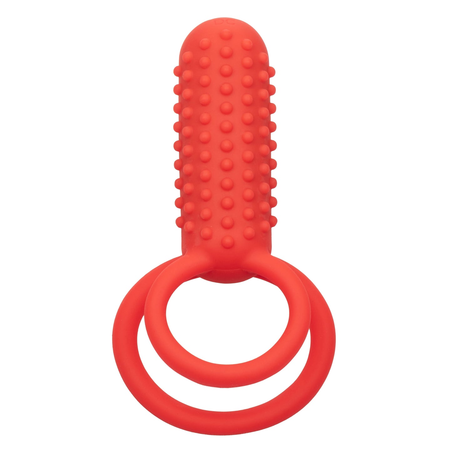 CalExotics Silicone Vertical Dual Enhancer Red Waterproof with 12 Intense Vibration Functions