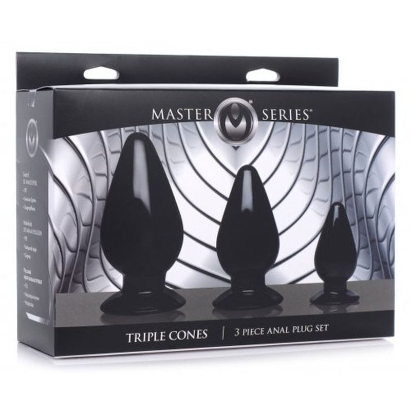 Triple Cones 3 Piece Anal Plug Set in Black