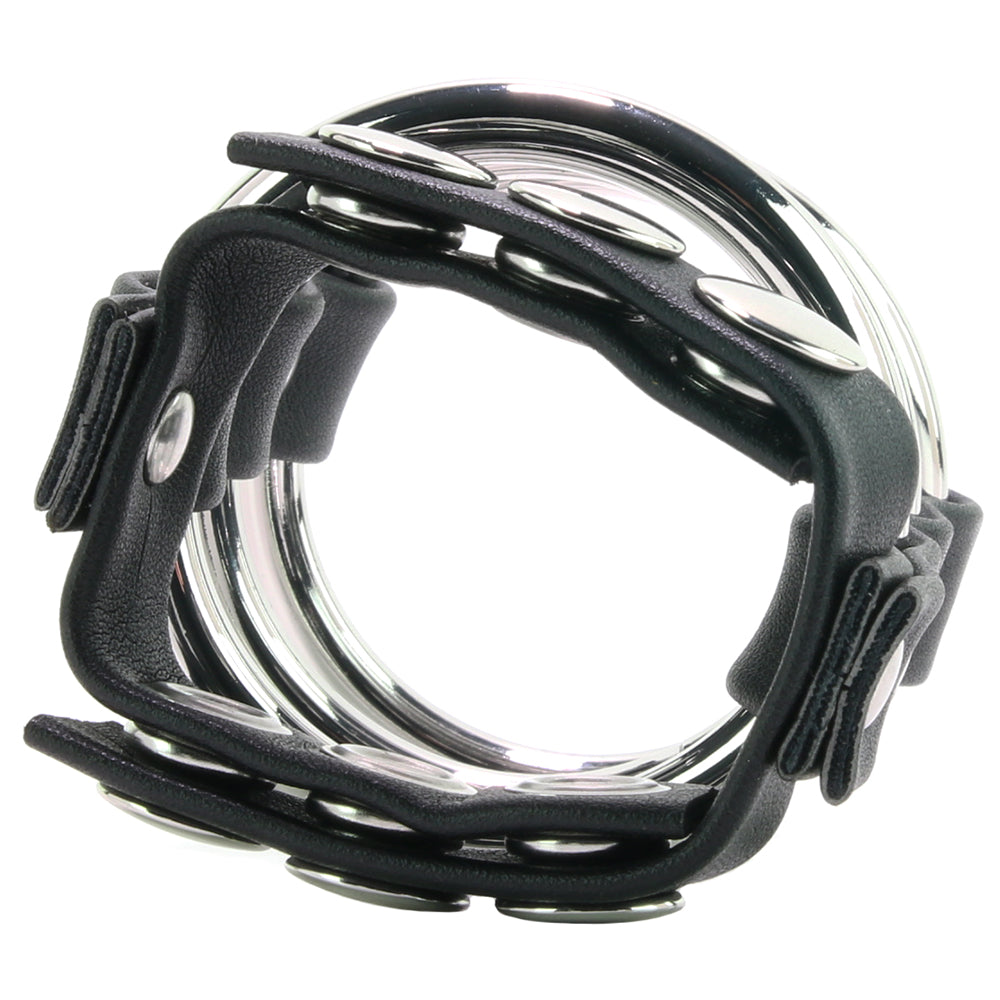 Blue Line Triple Metal C-Ring with Adjustable Ball Strap Bondage and Fetish > Cock and Ball Devices