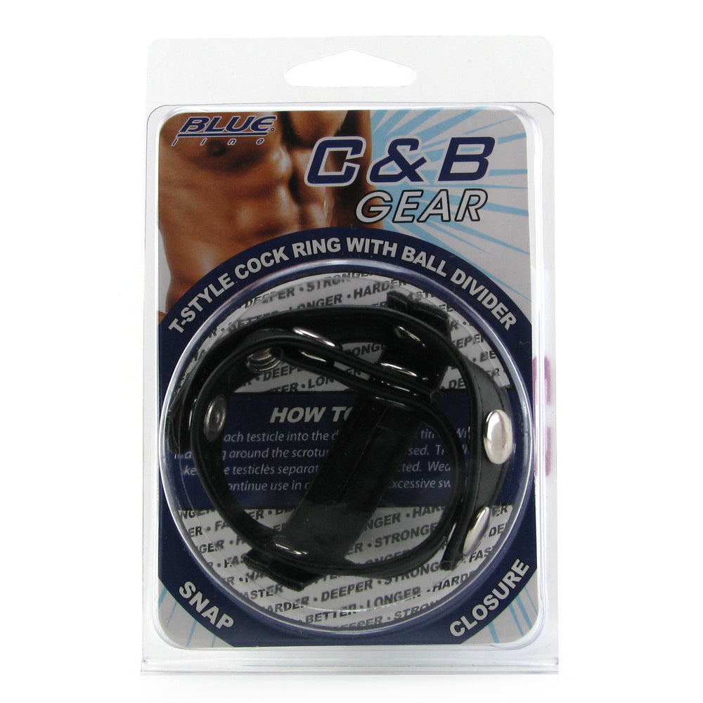 Blue Line T-Style Cock Ring with Ball Divider Bondage and Fetish > Cock and Ball Devices