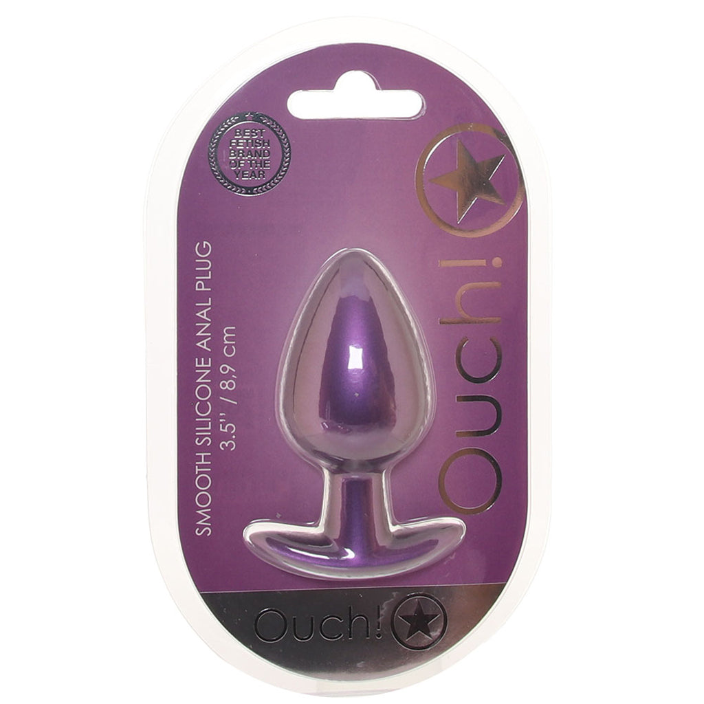 Ouch! Smooth Silicone 3.5 Inch Butt Plug in Metallic Purple Anal Sex Toys > Butt Plugs