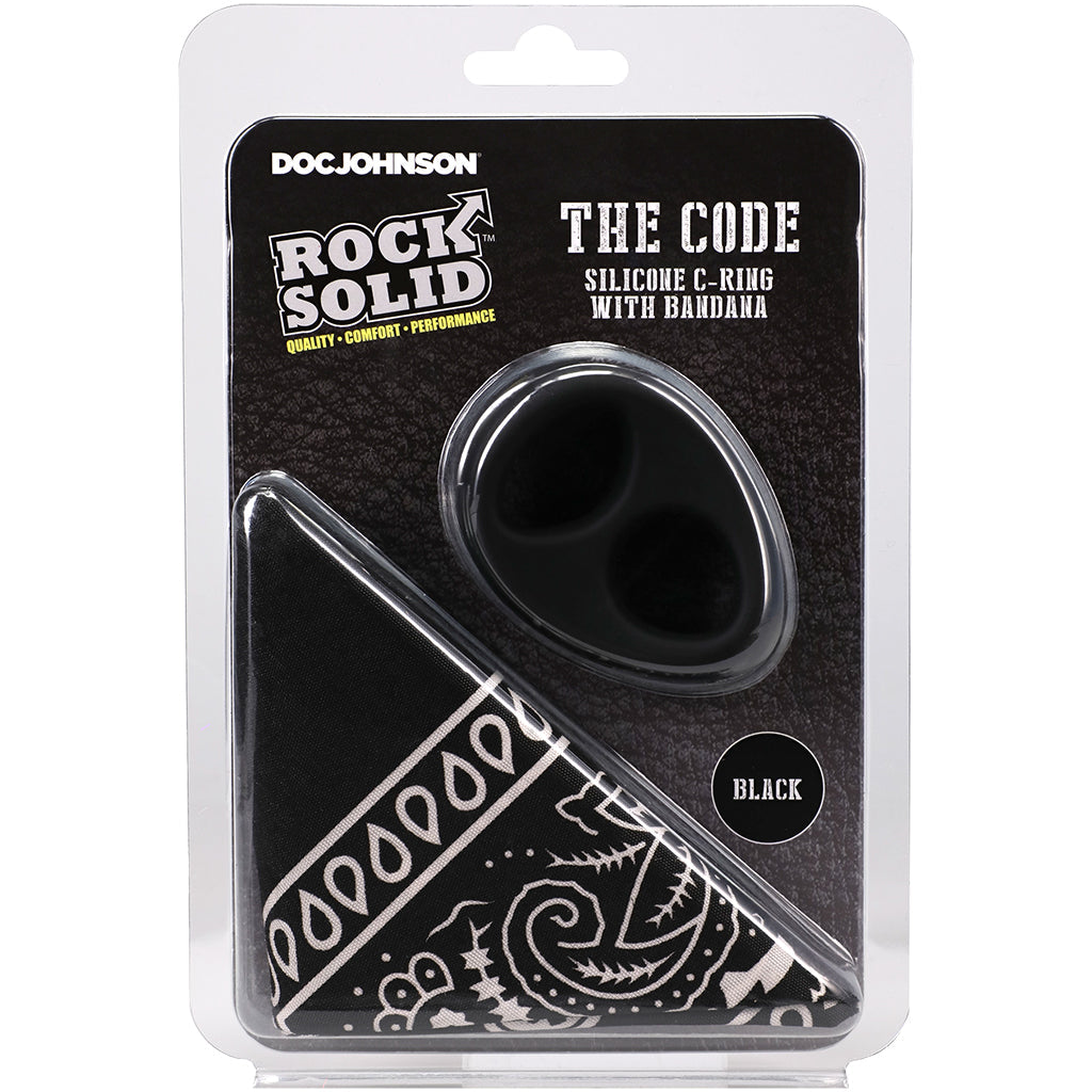 Rock Solid The Code C-Ring and Bandana Set in Black Cock Rings