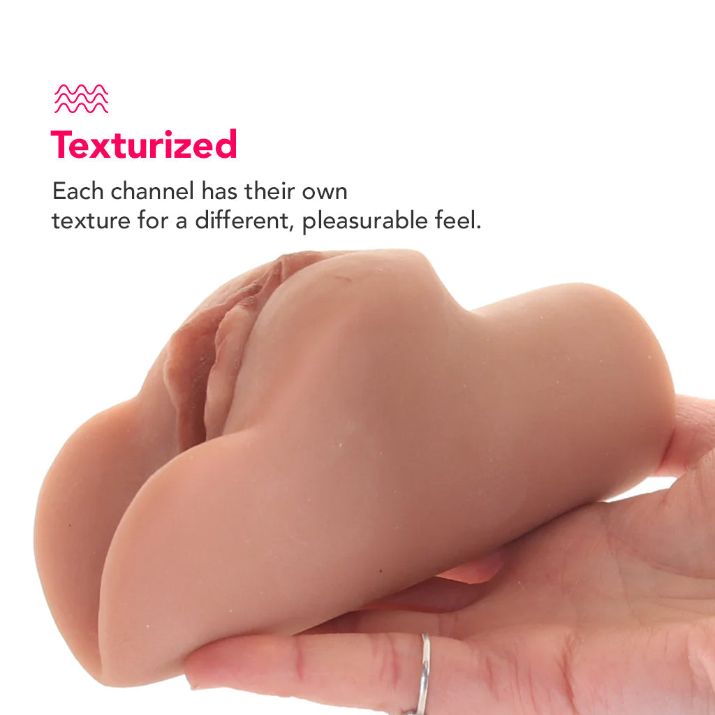 PDX Plus Perfect Pussy Double Stroker in Tan Male Masturbators > Pocket Strokers
