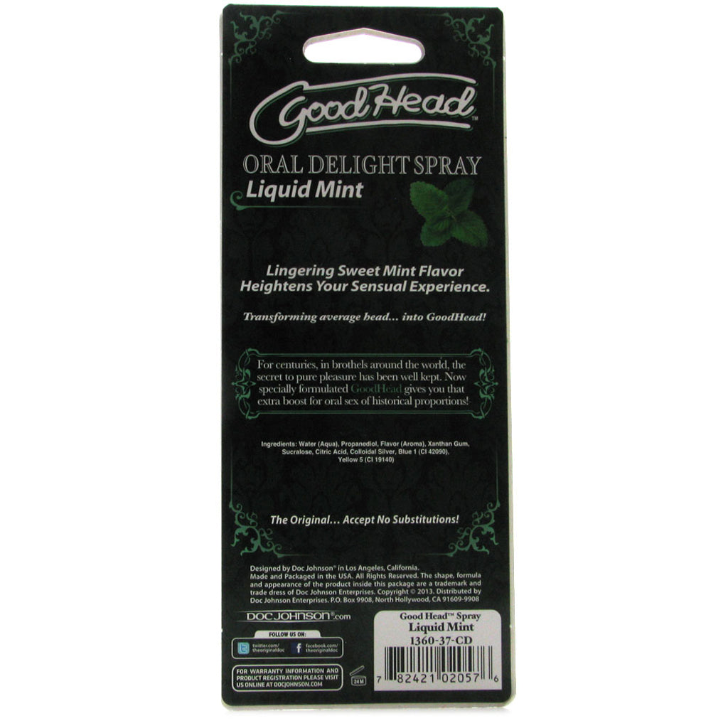 GoodHead Oral Delight Spray 1oz in Liquid Mint Lubes and Lotions > Flavored Sex Lubes