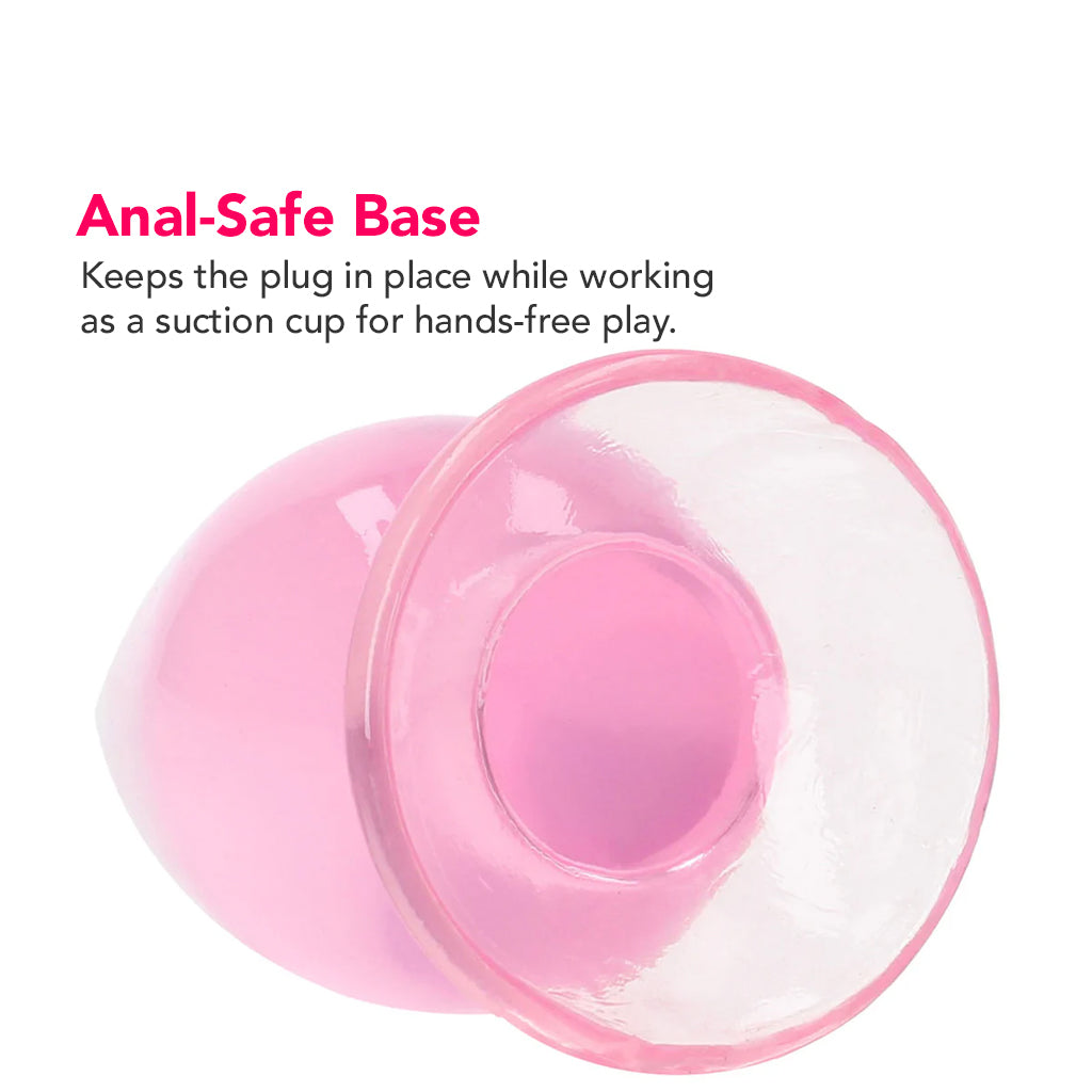 RealRock Crystal Clear Jelly 4.5 Inch Butt Plug in Pink Anal Sex Toys > Butt Plugs