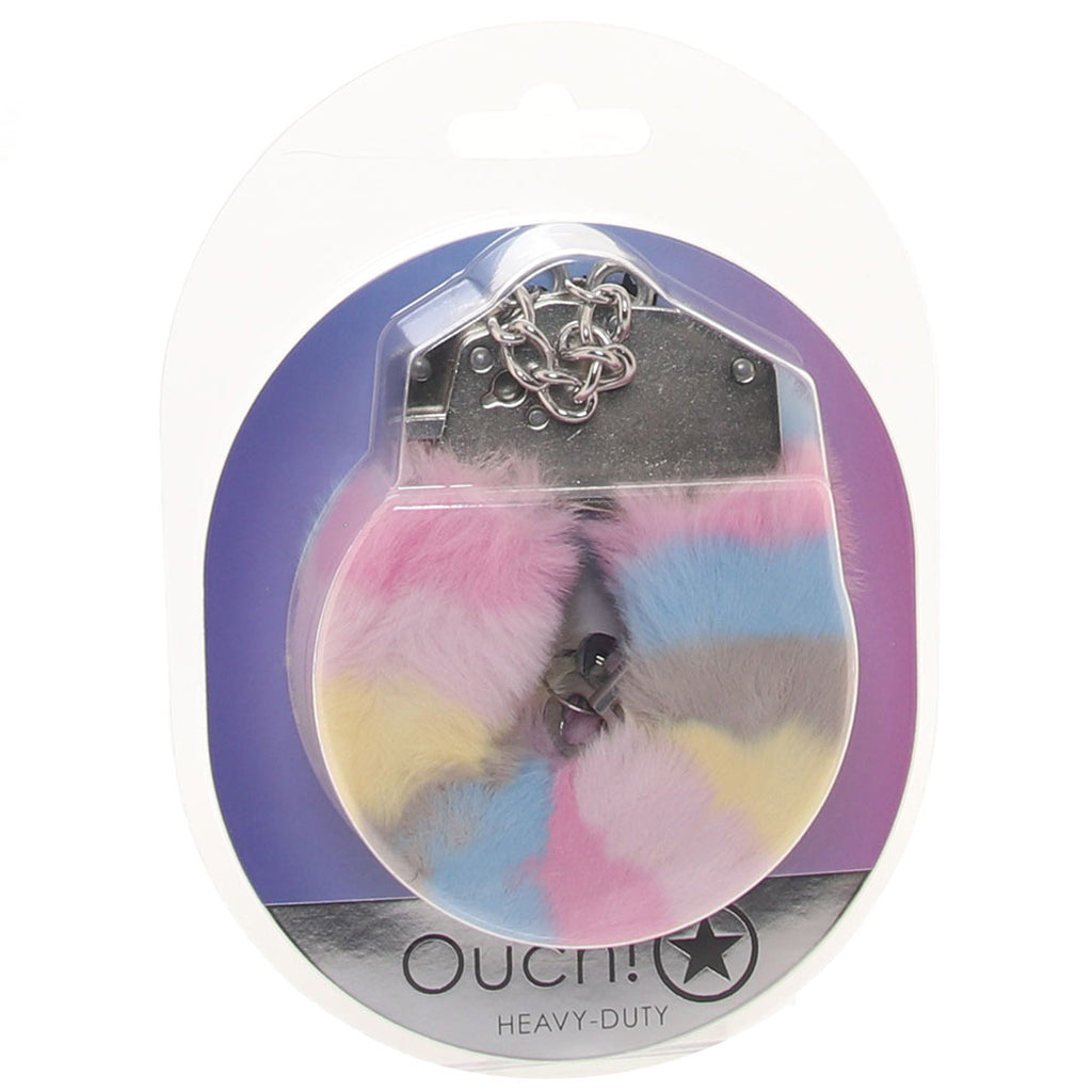 Ouch! Heavy Duty Fluffy Cuffs in Multi-Colour Bondage and Fetish > Wrist and Ankle Cuffs