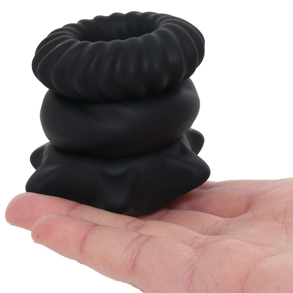 Manzo Liquid Silicone Ring Set in Black Cock Rings