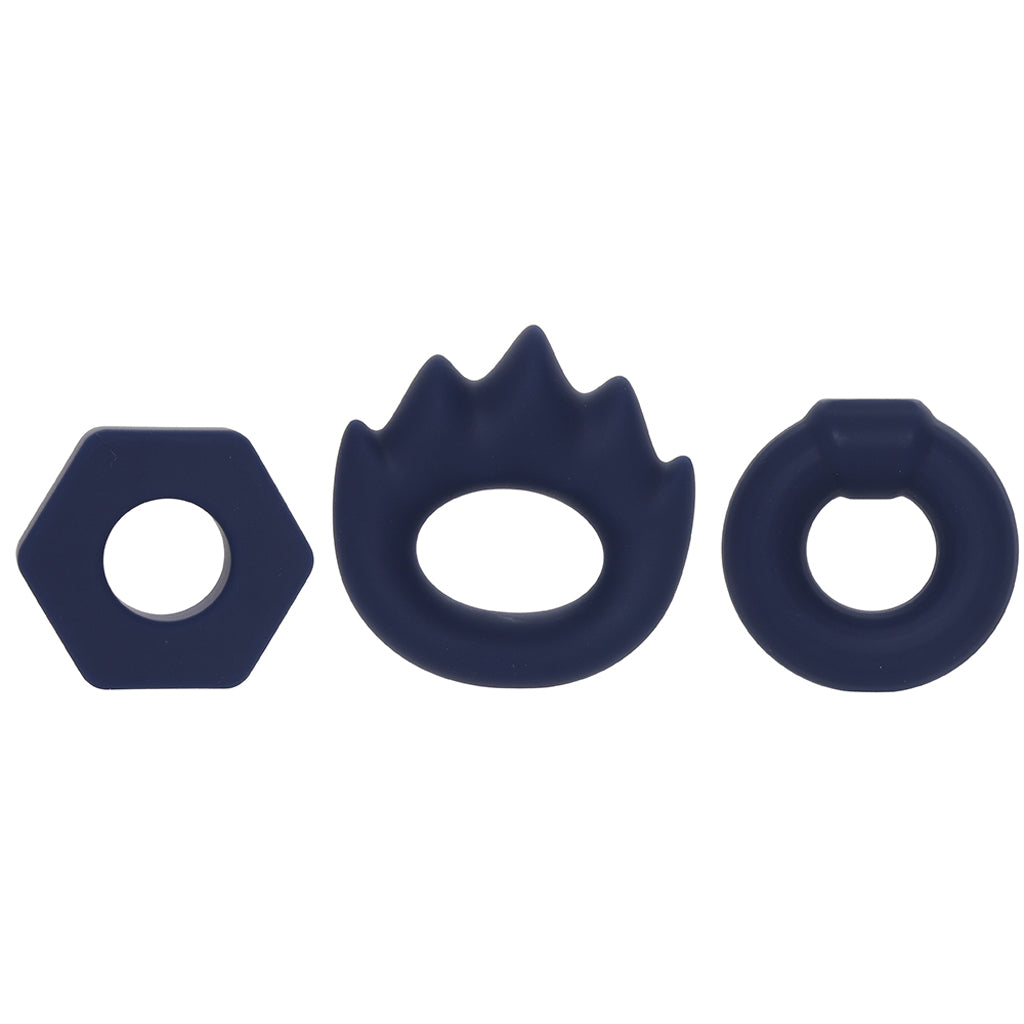 Lonzo Liquid Silicone Ring Set in Navy Blue Cock Rings