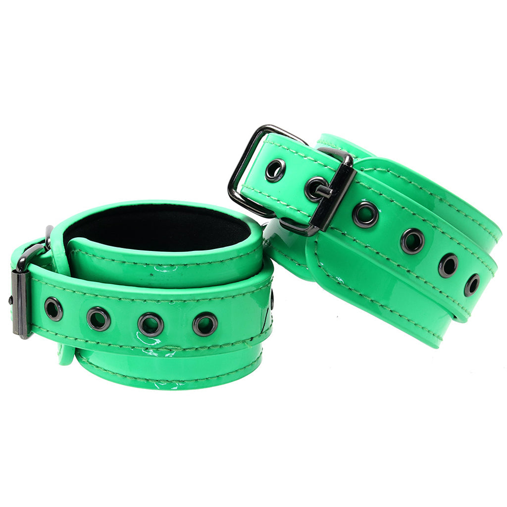 Electra Play Things Wrist Cuffs in Neon Green Bondage and Fetish > Wrist and Ankle Cuffs