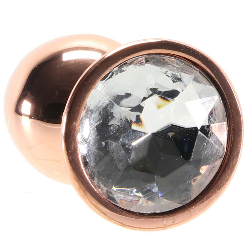 Small Aluminum Plug with Clear Gem in Rose Gold Anal Sex Toys > Butt Plugs