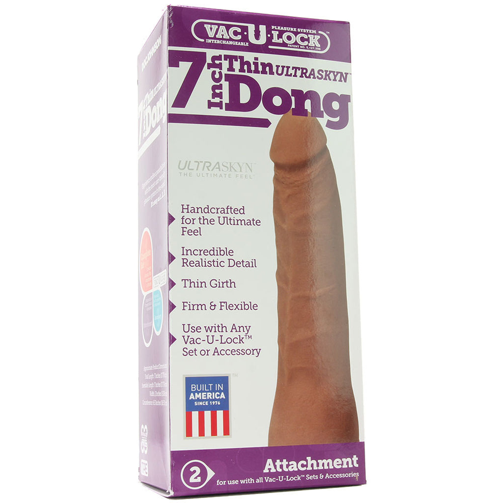 7 Inch Thin ULTRASKYN Vac-U-Lock Dildo in Brown Dildo Sex Toys > Realistic Dildos