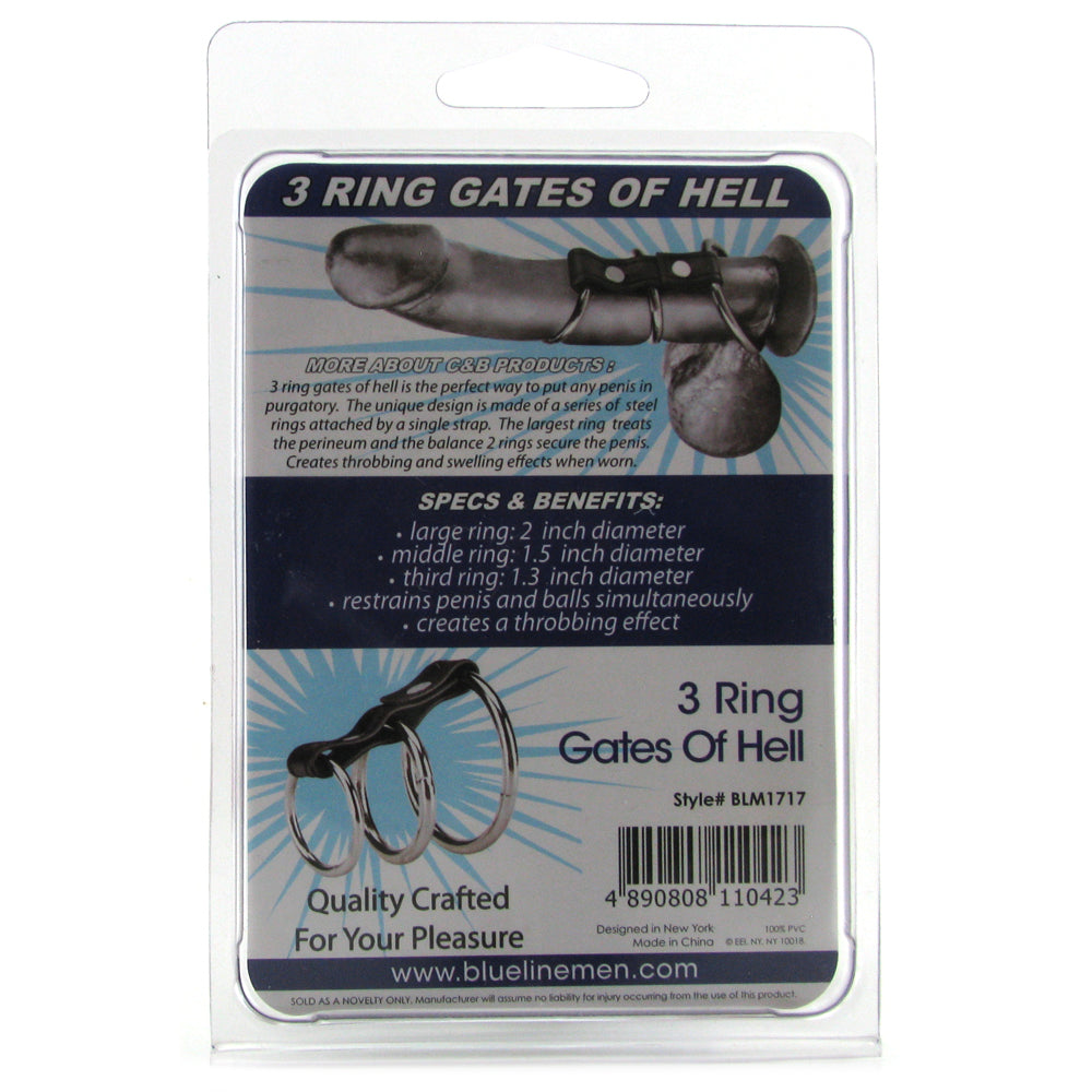 Blue Line 3 Ring Gates of Hell Cock & Ball Cage Bondage and Fetish > Cock and Ball Devices