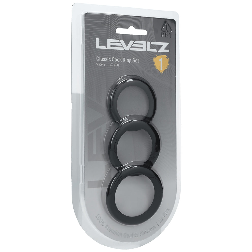 LEVELZ 3 Piece Classic Cock Ring Set in L-XXL Cock Rings