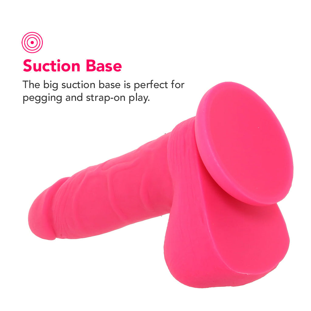 PinkCherry 7 Inch Pink Silicone Ballsy Dildo Dildo Sex Toys > Realistic Dildos