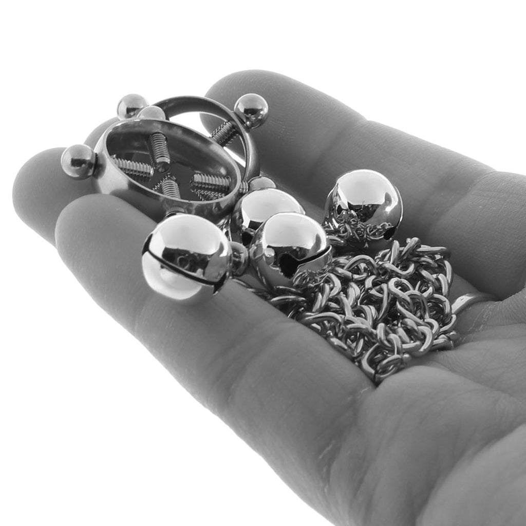 Nipple Grips 4-Point Nipple Press with Bells Bondage and Fetish > Nipple Stimulators & Clamps