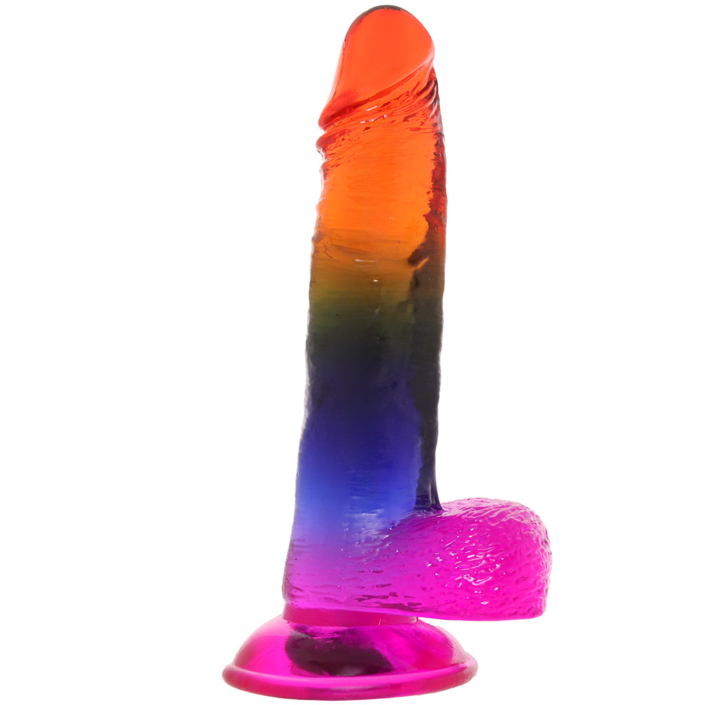 Crystal Jellies 8.5 Inch Cock & Balls Dildo in Rainbow Dildo Sex Toys > Realistic Dildos