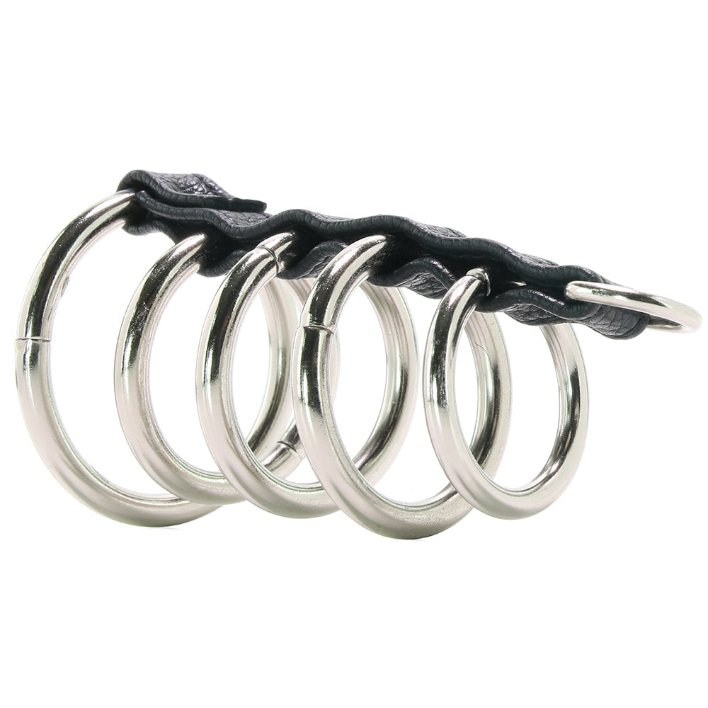 Blue Line 5 Ring Steel Gates of Hell Cock Cage with Lead Bondage and Fetish > Tools & Accessories