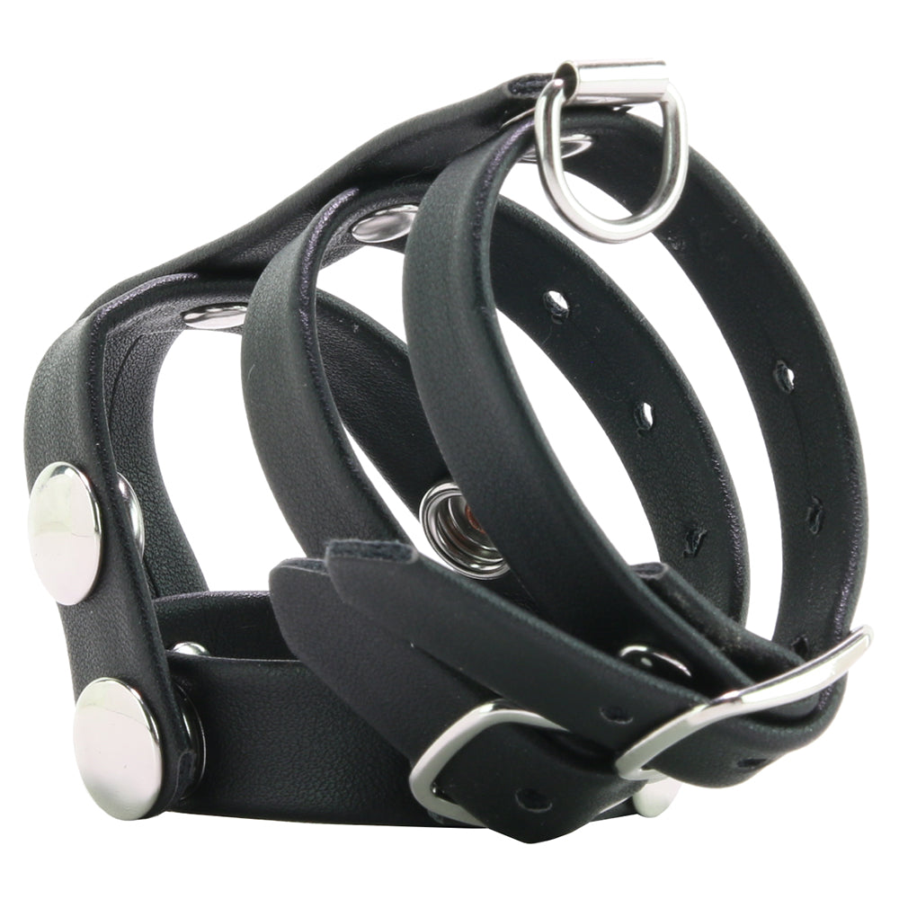 Blue Line Double Cock and Ball Strap with Leash Lead Bondage and Fetish > Cock and Ball Devices