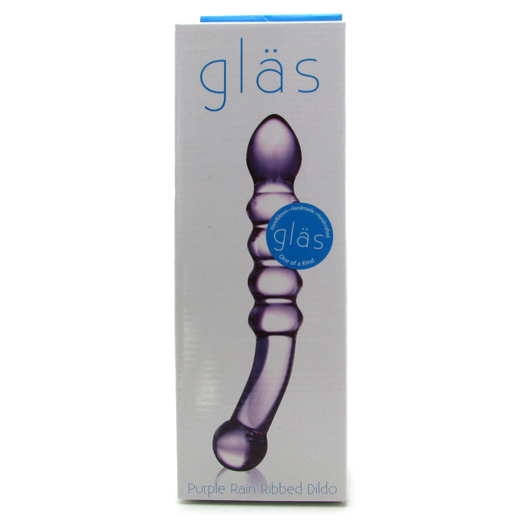 gläs Purple Rain Ribbed Glass Dildo Dildo Sex Toys > Pyrex Glass Dildos