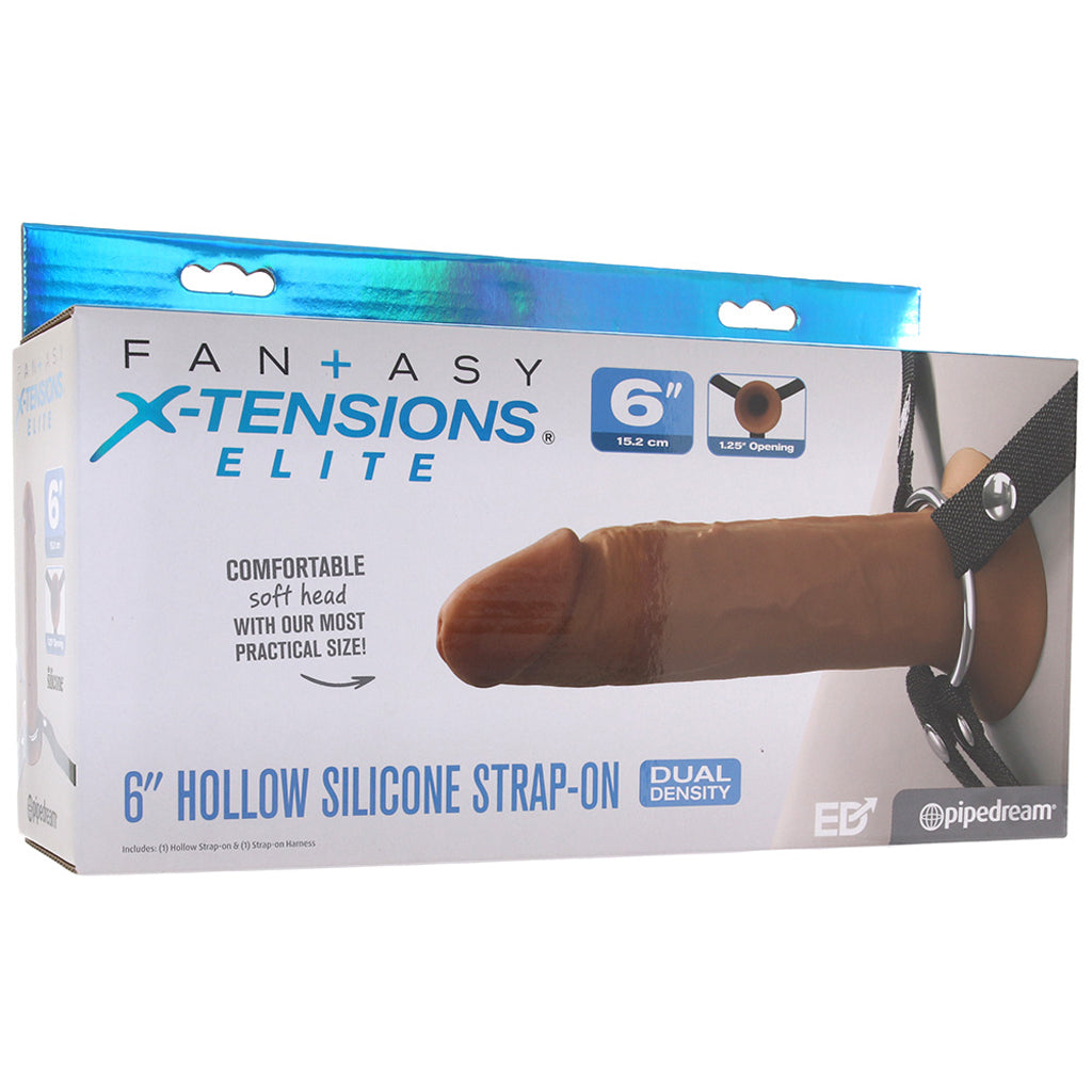 Fantasy X-tensions Elite 6 Inch Hollow Strap-On in Brown Dildo Sex Toys > Strap-On and Harnesses