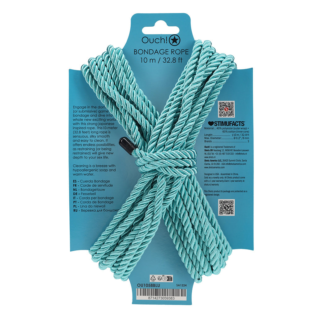 Ouch! 32.8'/10m Bondage Rope in Blue Bondage and Fetish > Restraints