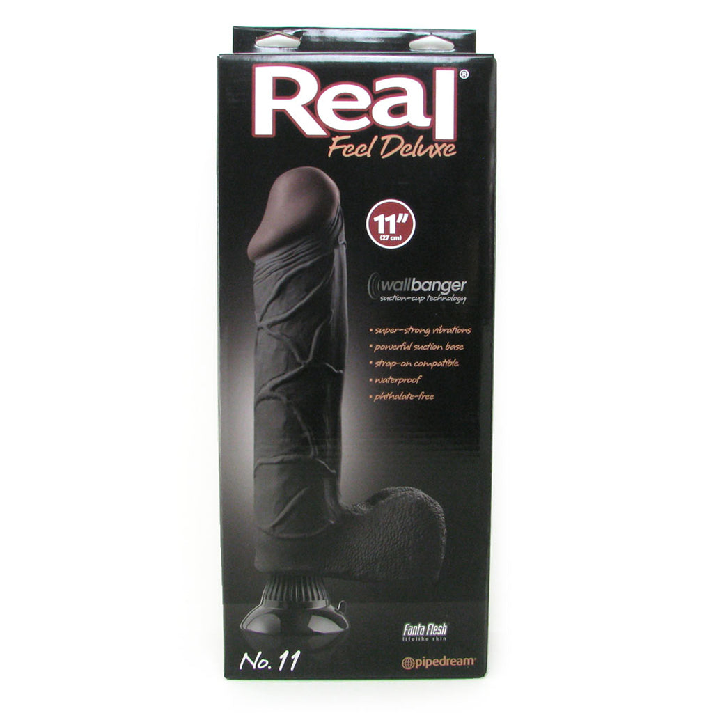 Real Feel Deluxe 11 Inch Wall Banger Vibe in Black Vibrators > Realistic Vibrator Dildos