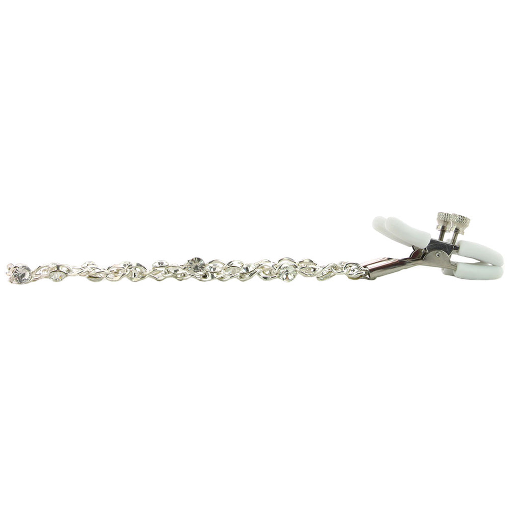 nipple play Crystal Chain Nipple Clamps in White Bondage and Fetish > Nipple Stimulators & Clamps