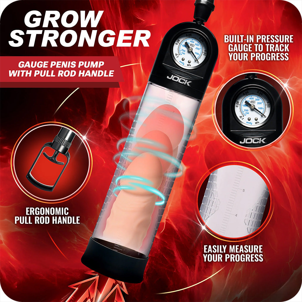 Jock Pump Up Pull Rod Penis Pump with Pressure Gauge Male Enhancement > Penis Pumps