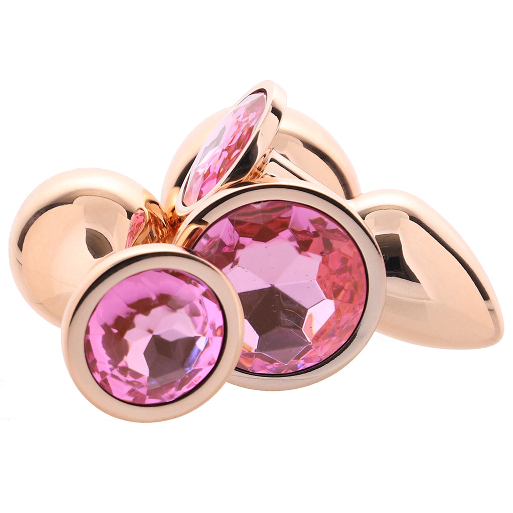 Rear Assets Round Gem Metal Plug Kit in Rose Anal Sex Toys > Butt Plugs