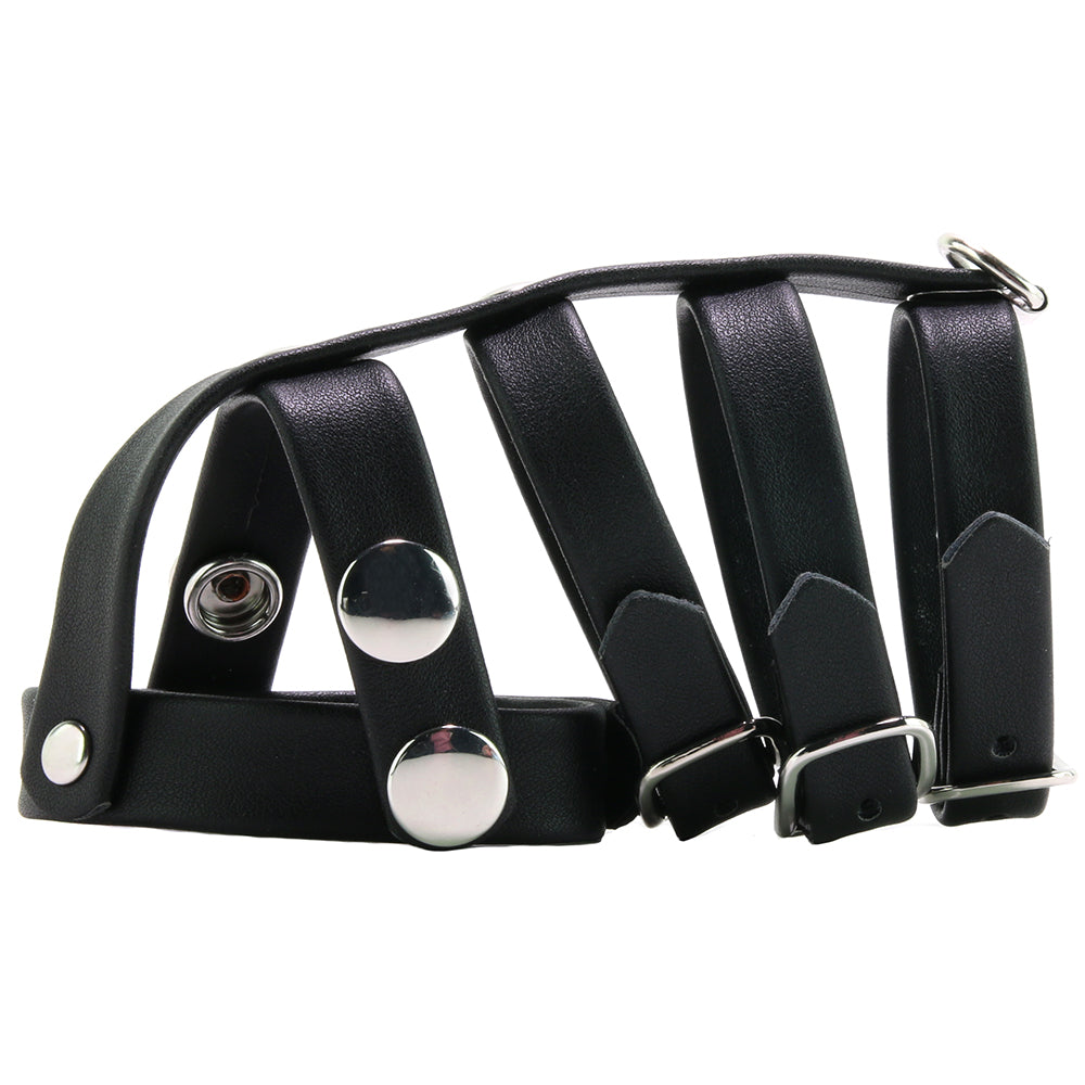 Blue Line Triple Cock and Ball Strap with Leash Lead Bondage and Fetish > Cock and Ball Devices