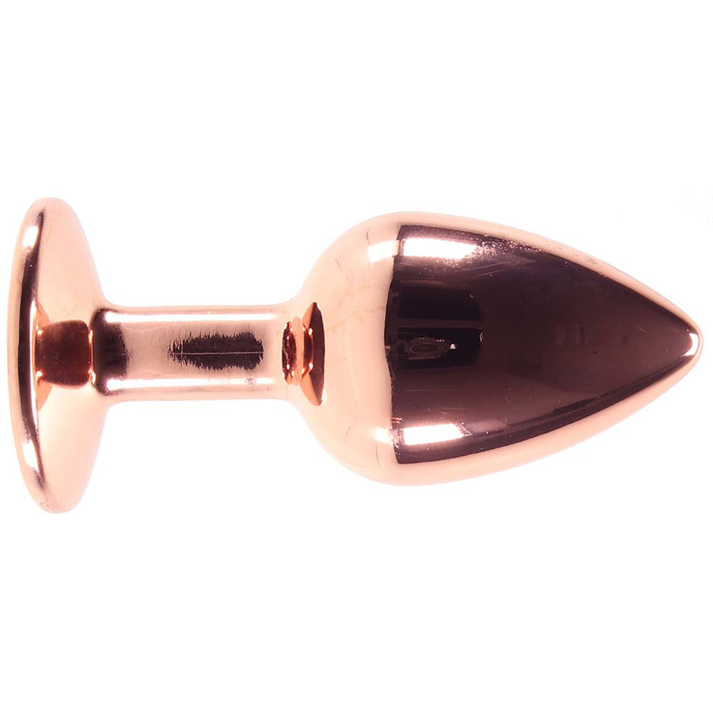 Small Aluminum Plug with Clear Gem in Rose Gold Anal Sex Toys > Butt Plugs