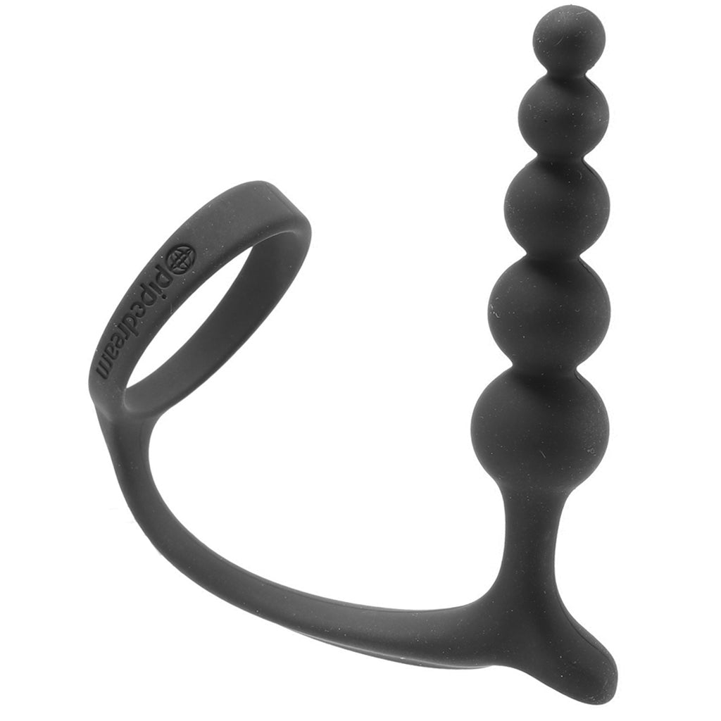 Anal Fantasy Ass-Gasm Beaded Cock Ring Plug in Black Cock Rings