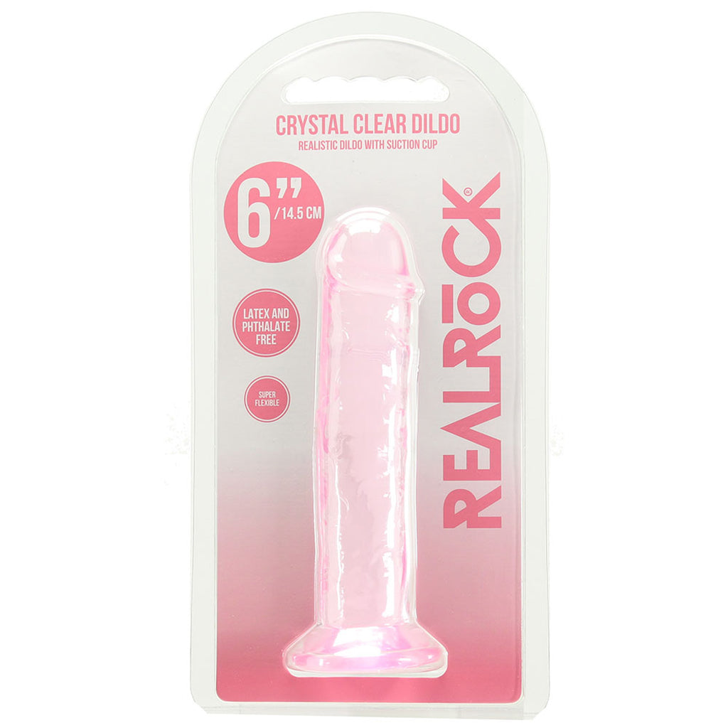 RealRock Crystal Clear Jelly 6 Inch Dildo in Pink Dildo Sex Toys > Realistic Dildos