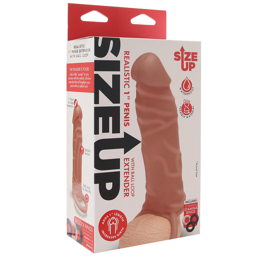 Size Up 1 Inch Realistic Extender in Tan Male Enhancement > Extenders and Sleeves