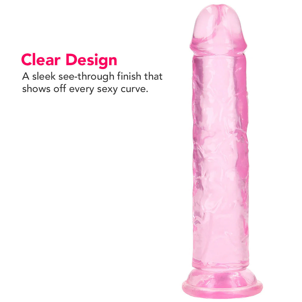 RealRock Crystal Clear Jelly 7 Inch Dildo in Pink Dildo Sex Toys > Realistic Dildos