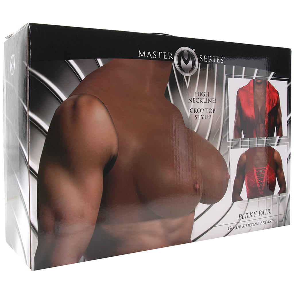 Master Series Perky Pair G-Cup Silicone Breasts in Dark Sexual Wellness > Gender Expression and Affirmation