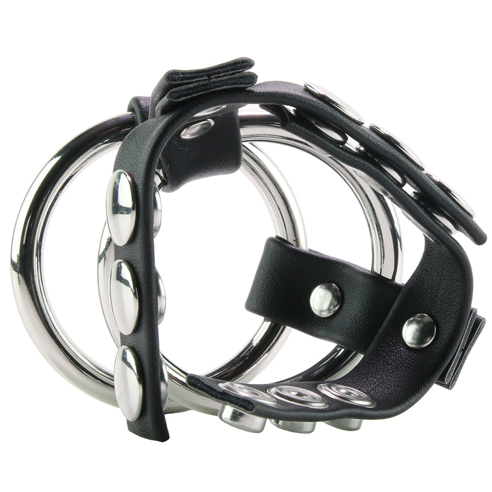 Blue Line Double Metal C-Ring with Adjustable Ball Strap Bondage and Fetish > Cock and Ball Devices