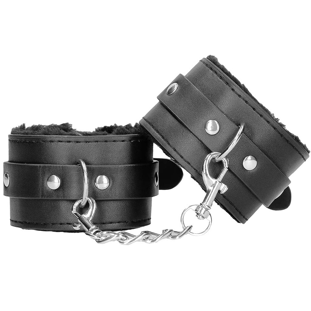 Black & White Plush Wrist Cuffs Bondage and Fetish > Wrist and Ankle Cuffs