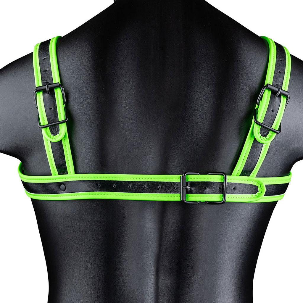 Ouch! Glow In The Dark Bulldog Buckle Harness /M Bondage and Fetish > Men's Bondage Wear