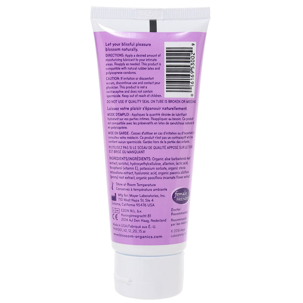 Blossom Organic Natural Lube in 2.5oz/75ml Lubes and Lotions > Water Based Sex Lubes