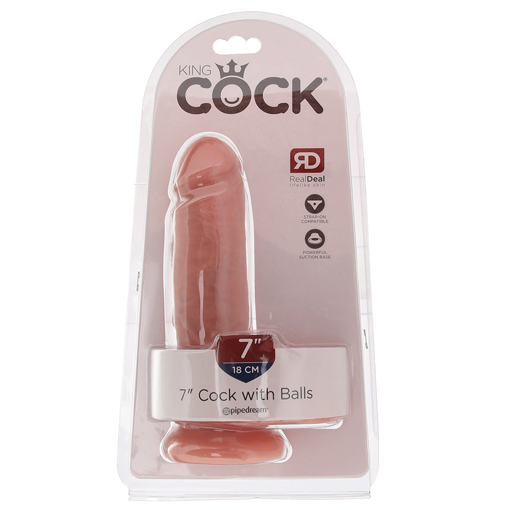 King Cock 7 Inch Cock with Balls in Flesh Dildo Sex Toys > Realistic Dildos