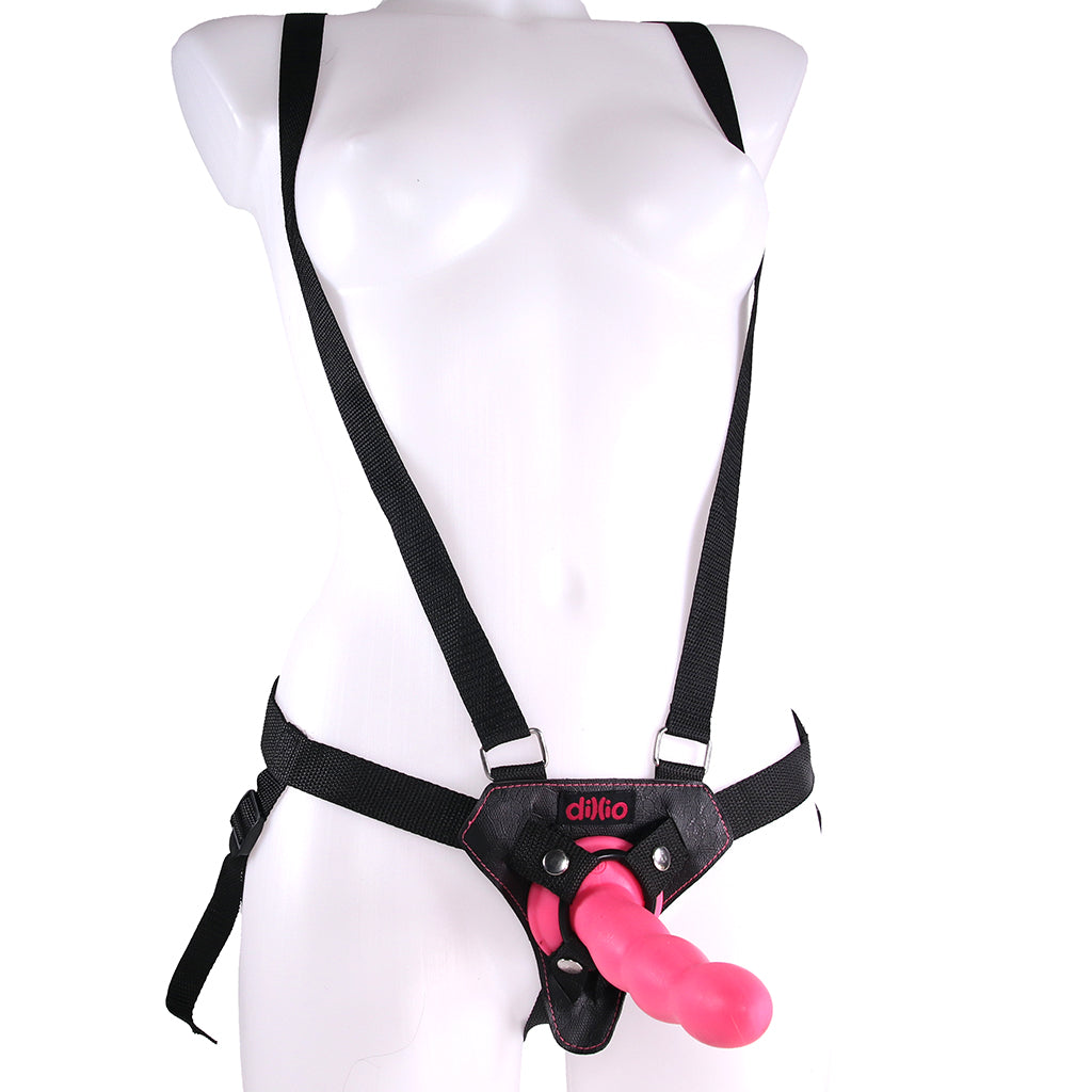 Dillio 6 Inch Strap-On Suspender Harness Set in Pink Dildo Sex Toys > Strap-On and Harnesses